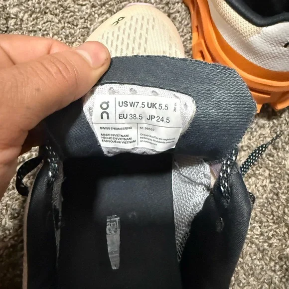 ON clouds Women's Athletic Shoes - White and Orange Accents - Picture 8 of 8